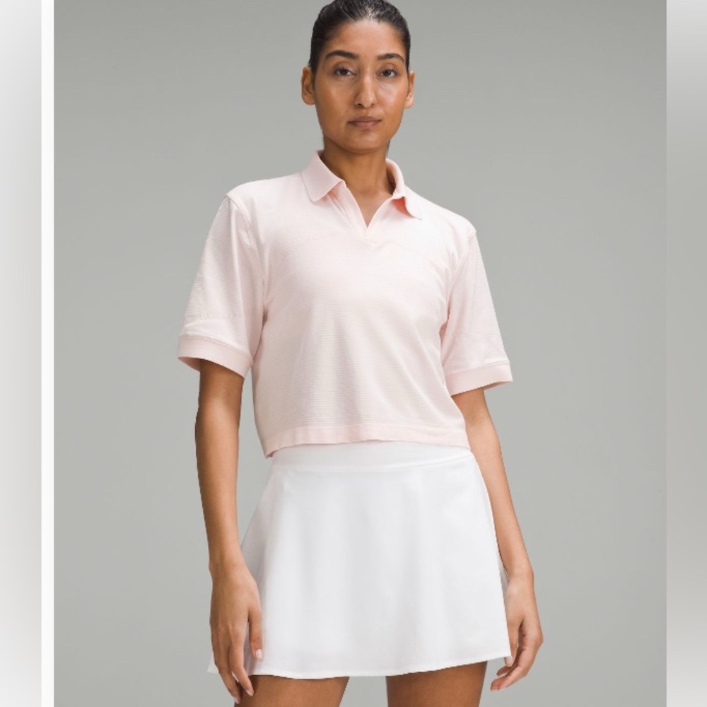 lululemon athletica Light Pink Cropped Button-Down Polo Top